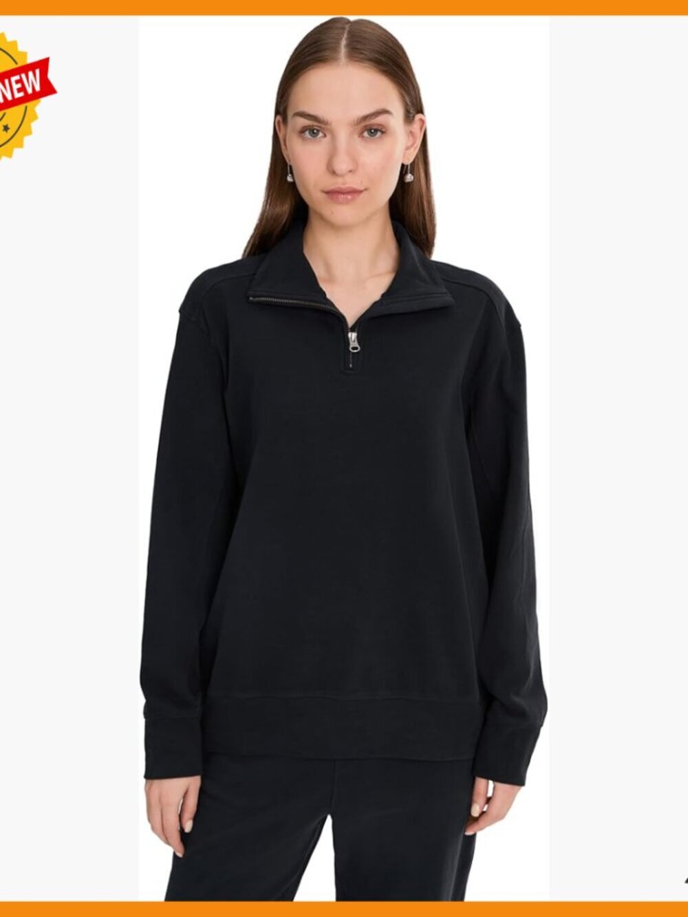 Soft Organic Cotton Quarter Zip Sweater Long Sleeve Drop Shoulder